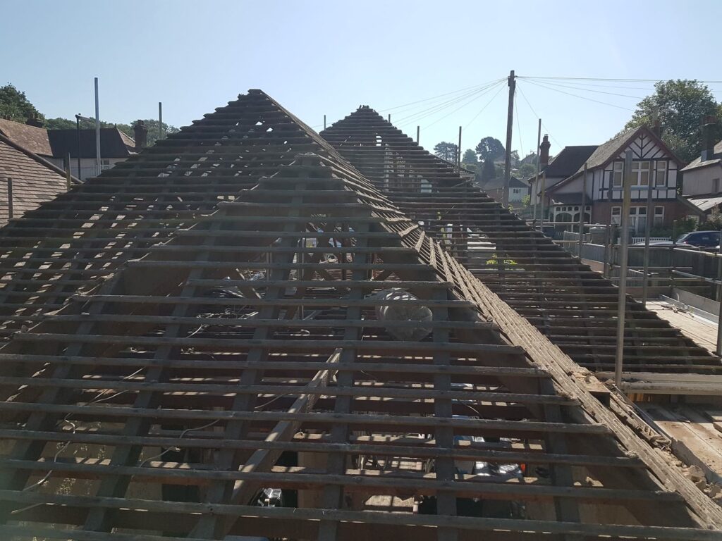 The old roof coming off