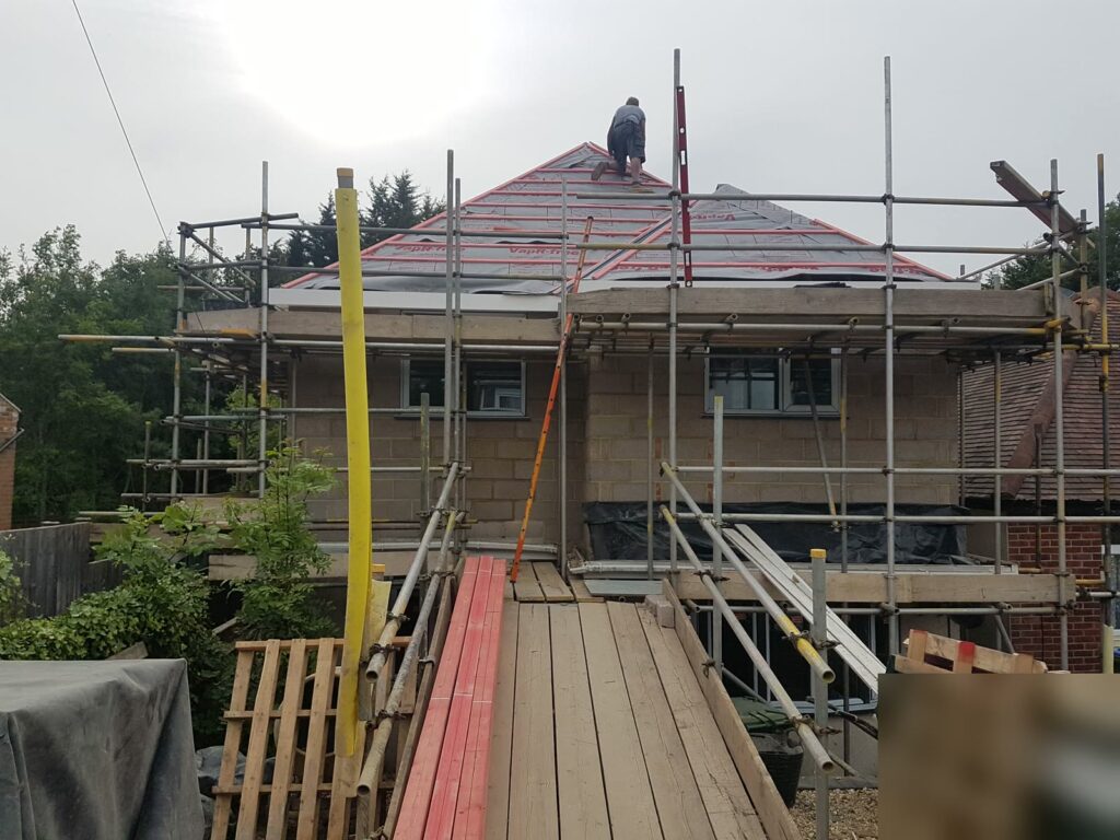 The new roof going on