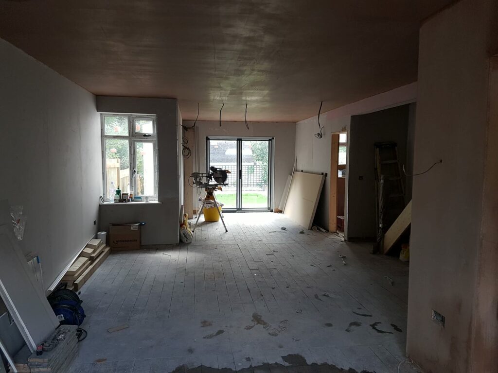 Plastered and ready for the kitchen