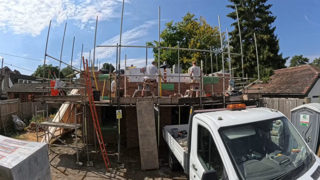 Project story: four new flats in Hampshire, from groundworks to handover First-floor walls going up