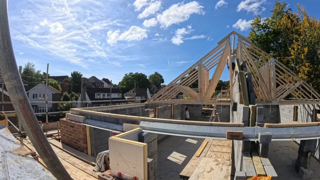 Project story: four new flats in Hampshire, from groundworks to handover Roof trusses fixed in place