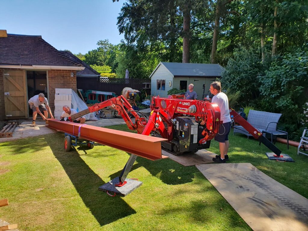 The steel beam arrives