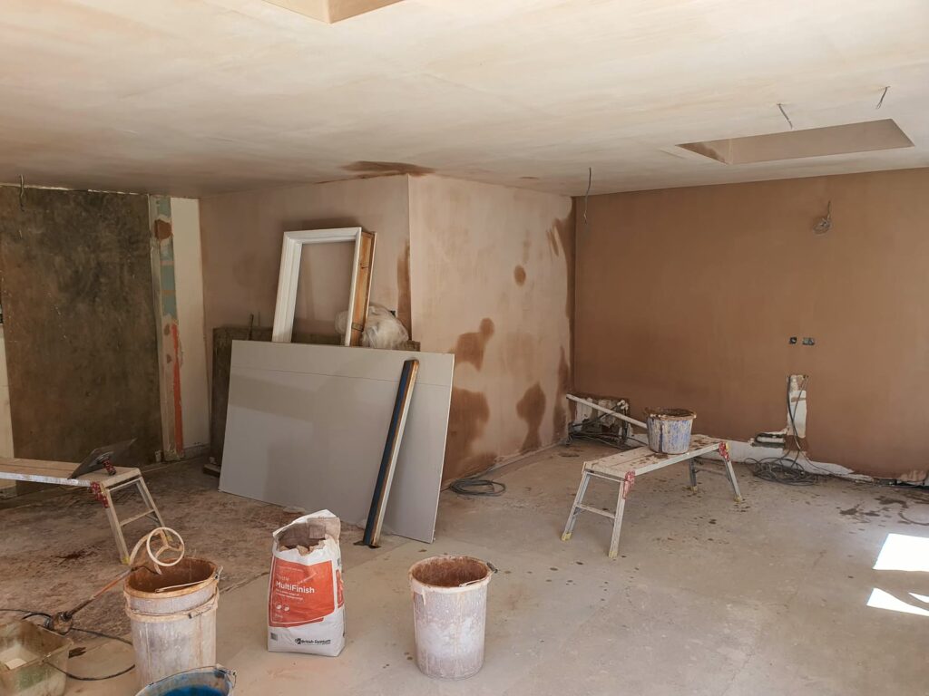 Plastered and ready for the kitchen