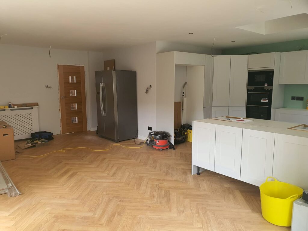 The new kitchen going in