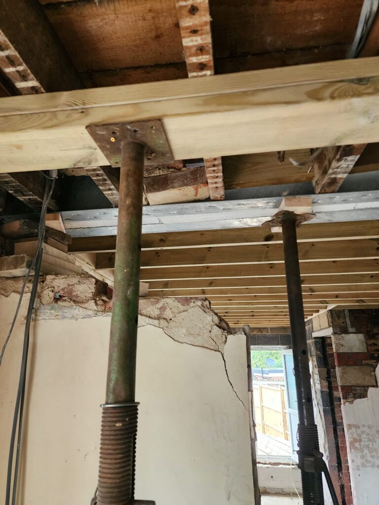 Project story: renovating a tired house, from extension rebuild to finished home Propped and opened up inside